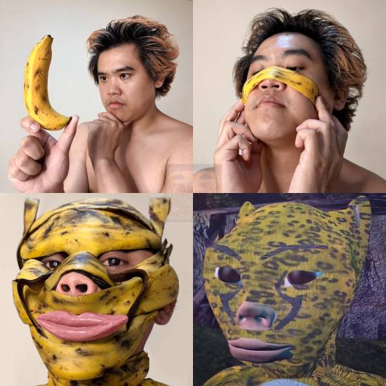 泰国创作者用香蕉皮神还原牛来豹拉角色